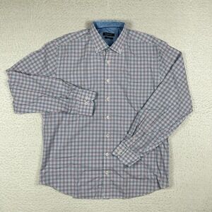 Bugatchi Shirt Mens XL Plaid Casual Preppy Flip Cuff Office Work Vacation Travel